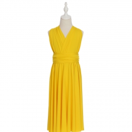 Full length multi ways wrap convertible bridesmaid dresses solid snow bright yellow infinity flower girl dresses