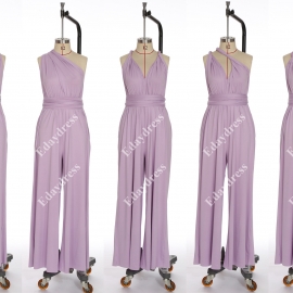 Long one size fits most of body shapes multi ways wrap convertible infinity solid purple heather jumpsuit