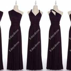 Long one size fits most of body shapes flattering multi ways wrap convertible infinity solid grape purple bridesmaid dresses