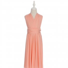 Full length multi ways wrap convertible bridesmaid dresses solid snow peach pink infinity flower girl dresses