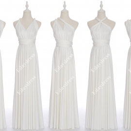 Long one size fits most of body shapes flattering multi ways wrap convertible infinity solid off white bridesmaid dresses