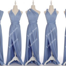 Full length one dress with over 100 styles multi ways wrap convertible infinity blue bell slit bridesmaid dresses