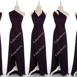 Full length one dress with over 100 styles multi ways wrap convertible infinity grape purple slit bridesmaid dresses