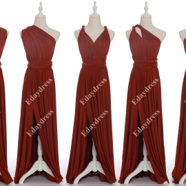 Full length one dress with over 100 styles multi ways wrap convertible infinity burnt orange slit bridesmaid dresses