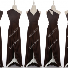Full length one dress with over 100 styles multi ways wrap convertible infinity chocolate brown slit bridesmaid dresses