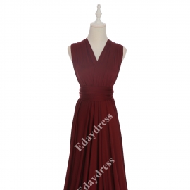 Extra floor length flattering multi ways wrap convertible bridesmaid dresses solid burgundy red infinity dresses