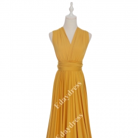 Extra floor length flattering multi ways wrap convertible bridesmaid dresses solid gold yellow infinity dresses