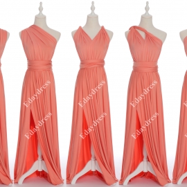 Full length one dress with over 100 styles multi ways wrap convertible infinity blush pink slit bridesmaid dresses