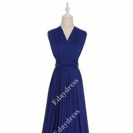 Extra floor length flattering multi ways wrap convertible bridesmaid dresses solid royal blue infinity dresses