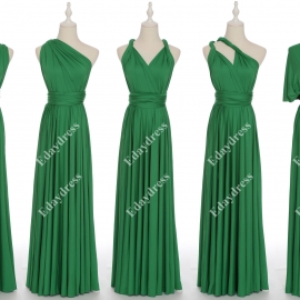 Long one size fits most of body shapes flattering multi ways wrap convertible infinity solid emerald green bridesmaid dresses