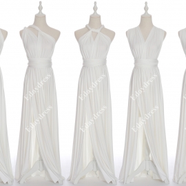 Full length one dress with over 100 styles multi ways wrap convertible infinity off white slit bridesmaid dresses