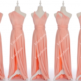 Full length one dress with over 100 styles multi ways wrap convertible infinity peach pink slit bridesmaid dresses