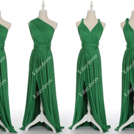 Full length one dress with over 100 styles multi ways wrap convertible infinity emerald green slit bridesmaid dresses
