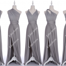 Full length one dress with over 100 styles multi ways wrap convertible infinity silver slit bridesmaid dresses