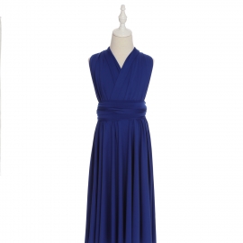 Full length multi ways wrap convertible bridesmaid dresses solid snow royal blue infinity flower girl dresses