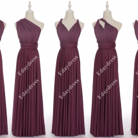Long one size fits most of body shapes flattering multi ways wrap convertible infinity solid sunset purple bridesmaid dresses