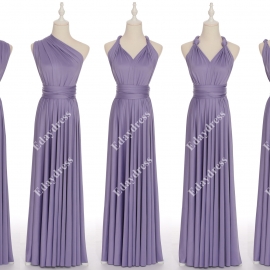 Long one size fits most of body shapes flattering multi ways wrap convertible infinity solid lilac bridesmaid dresses