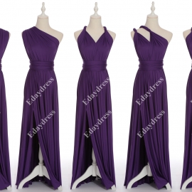 Full length one dress with over 100 styles multi ways wrap convertible infinity darker purple slit bridesmaid dresses