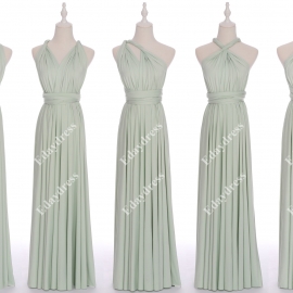 Long one size fits most of body shapes flattering multi ways wrap convertible infinity solid green lily bridesmaid dresses