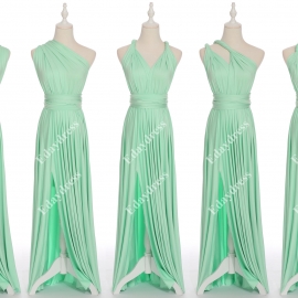 Full length one dress with over 100 styles multi ways wrap convertible infinity mint blue slit bridesmaid dresses