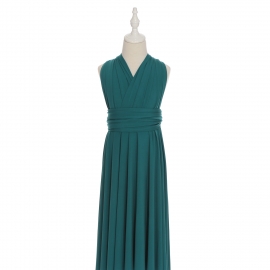 Full length multi ways wrap convertible bridesmaid dresses solid snow teal infinity flower girl dresses