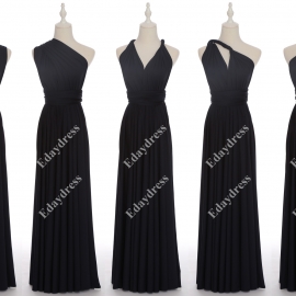 Long one size fits most of body shapes flattering multi ways wrap convertible infinity solid navy blue bridesmaid dresses