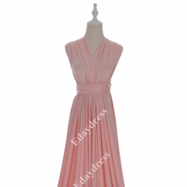 Extra floor length flattering multi ways wrap convertible bridesmaid dresses solid pink infinity dresses