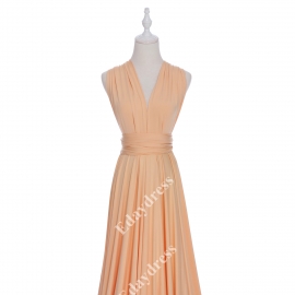 Extra floor length flattering multi ways wrap convertible bridesmaid dresses solid pearl peach infinity dresses