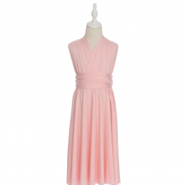 Full length multi ways wrap convertible bridesmaid dresses solid snow pink infinity flower girl dresses