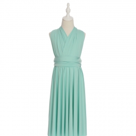 Full length multi ways wrap convertible bridesmaid dresses solid snow ice green infinity flower girl dresses