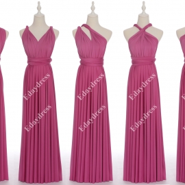Long one size fits most of body shapes flattering multi ways wrap convertible infinity solid rose voilet bridesmaid dresses
