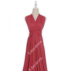 Extra floor length flattering multi ways wrap convertible bridesmaid dresses solid rouge pink infinity dresses