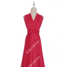 Extra floor length flattering multi ways wrap convertible bridesmaid dresses solid hot pink infinity dresses