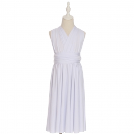 Full length multi ways wrap convertible bridesmaid dresses solid snow white infinity flower girl dresses