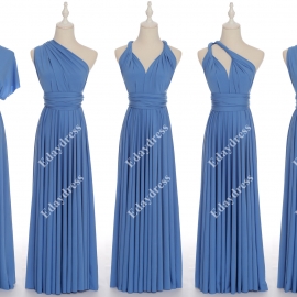 Long one size fits most of body shapes flattering multi ways wrap convertible infinity solid cronflower blue bridesmaid dresses
