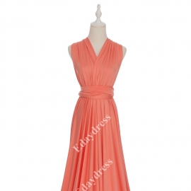 Extra floor length flattering multi ways wrap convertible bridesmaid dresses solid blush pink infinity dresses