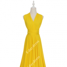 Extra floor length flattering multi ways wrap convertible bridesmaid dresses solid bright yellow infinity dresses