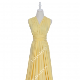 Extra floor length flattering multi ways wrap convertible bridesmaid dresses solid pastel yellow infinity dresses