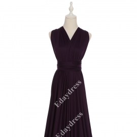 Extra floor length flattering multi ways wrap convertible bridesmaid dresses solid grape purple infinity dresses