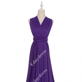 Extra floor length flattering multi ways wrap convertible bridesmaid dresses solid bright purple infinity dresses