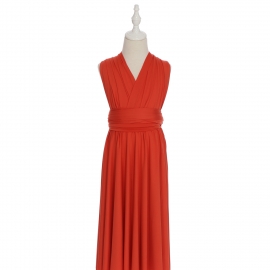 Full length multi ways wrap convertible bridesmaid dresses solid snow darker coral infinity flower girl dresses