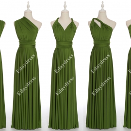 Long one size fits most of body shapes flattering multi ways wrap convertible infinity solid grass green bridesmaid dresses