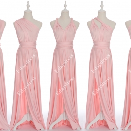 Full length one dress with over 100 styles multi ways wrap convertible infinity pink slit bridesmaid dresses