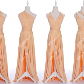 Full length one dress with over 100 styles multi ways wrap convertible infinity pearl peach slit bridesmaid dresses