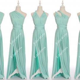 Full length one dress with over 100 styles multi ways wrap convertible infinity ice green slit bridesmaid dresses