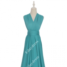 Extra floor length flattering multi ways wrap convertible bridesmaid dresses solid tiffani blue infinity dresses