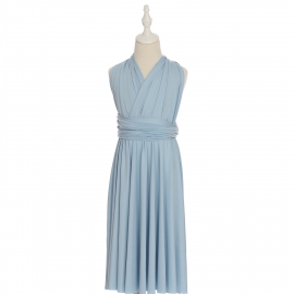 Full length multi ways wrap convertible bridesmaid dresses solid snow gray blue infinity flower girl dresses