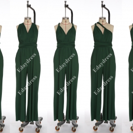 Long one size fits most of body shapes multi ways wrap convertible infinity solid ever green jumpsuit