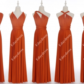 Long one size fits most of body shapes flattering multi ways wrap convertible infinity solid flamingo bridesmaid dresses