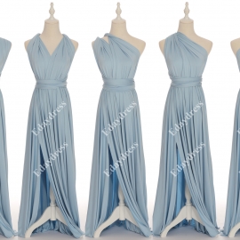 Full length one dress with over 100 styles multi ways wrap convertible infinity gray blue slit bridesmaid dresses